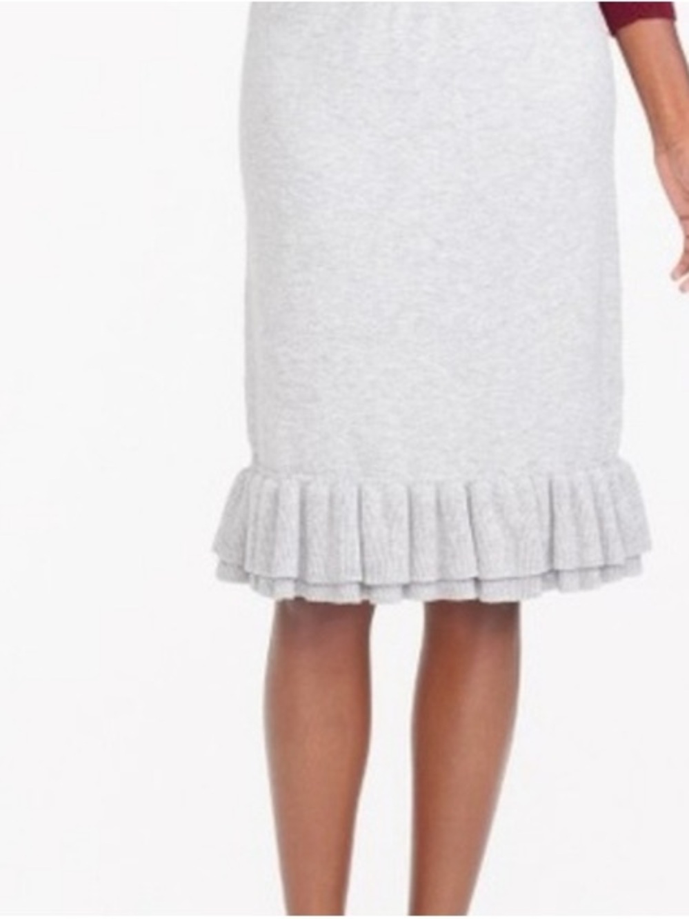 J. Crew Women’s Gray Chic Wool Blume Midi Stretch Skirt With Ruffle Size 14